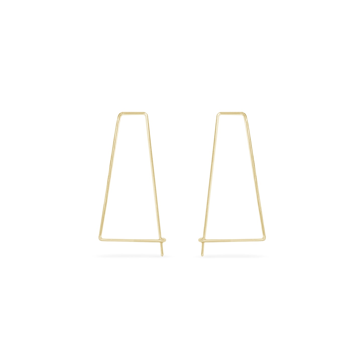 gold trapezoid pull-through hoop earrings