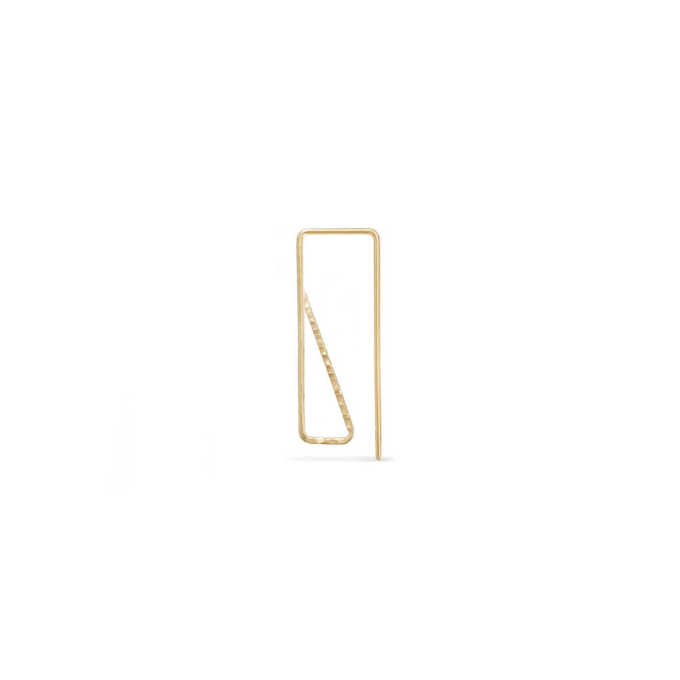 single 14k gold geometric rectangle threader hoops
