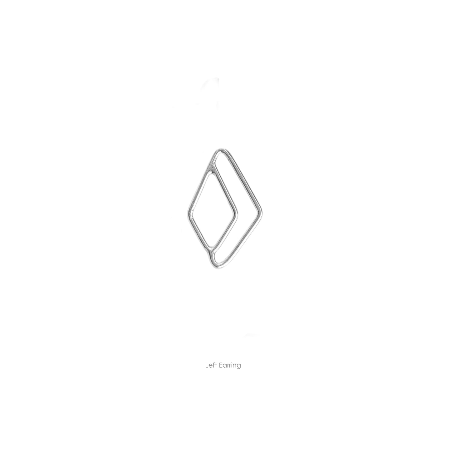 Single left asymmetrical diamond stud earring in silver