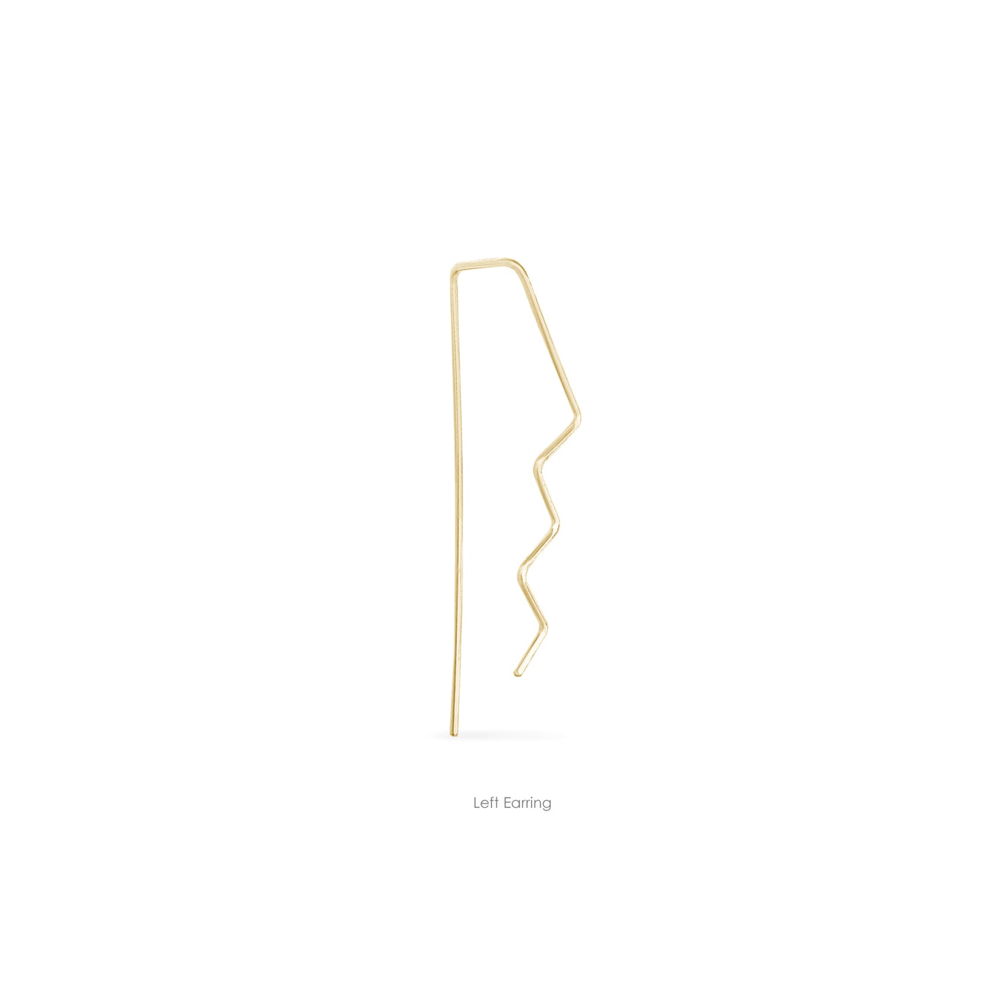 single left Gold zigzag wire pull-through hoops
