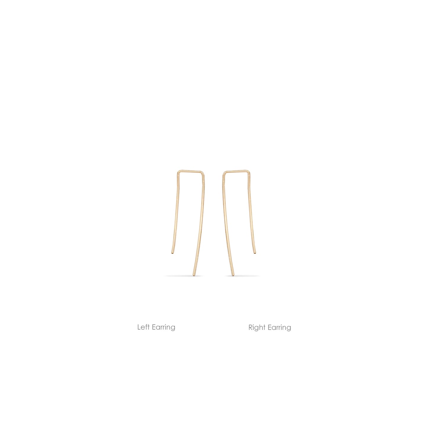 fine gold curved rectangle delicate wire hoop earrings