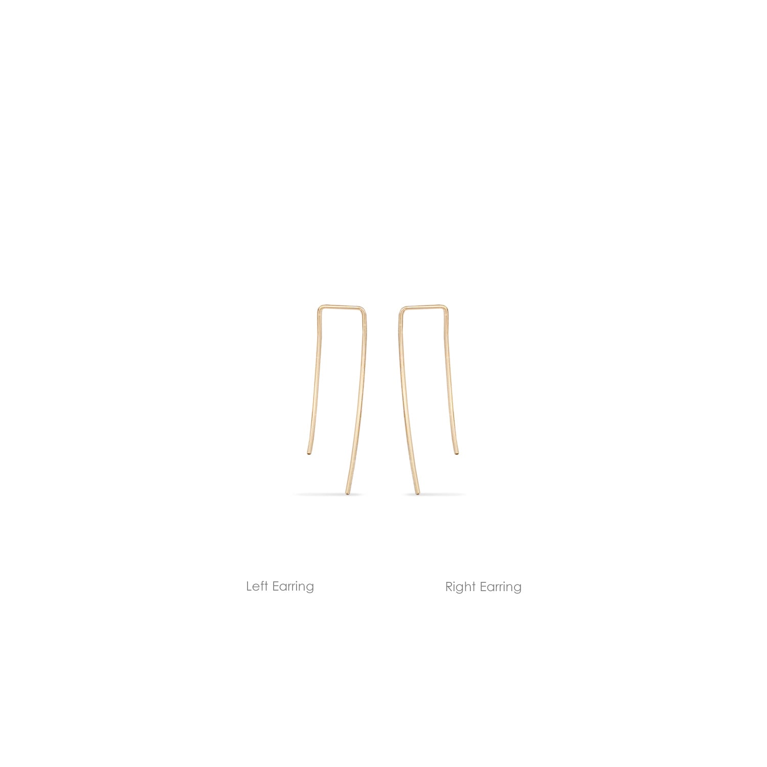fine gold curved rectangle delicate wire hoop earrings