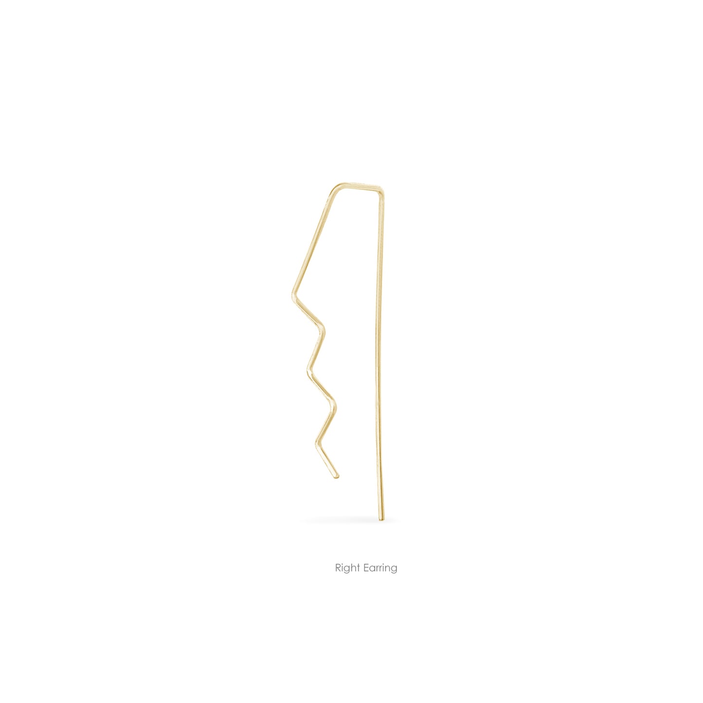single right Gold zigzag wire pull-through hoops