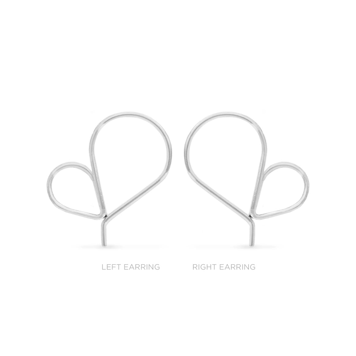 left and right heart hoop earrings