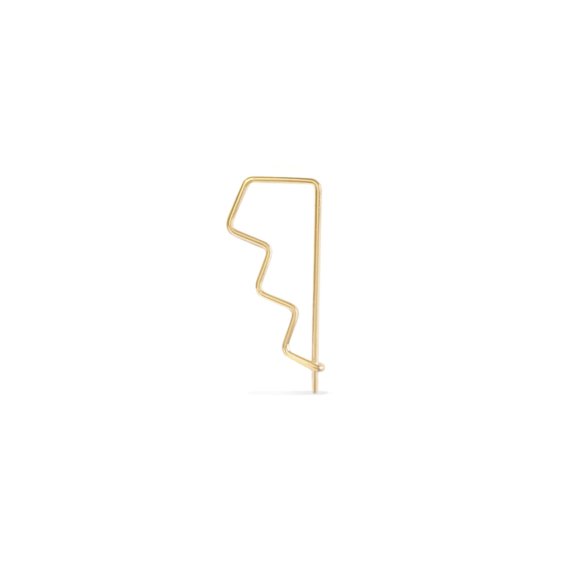 Single 14K gold delicate zigzag step threader hoop earrings