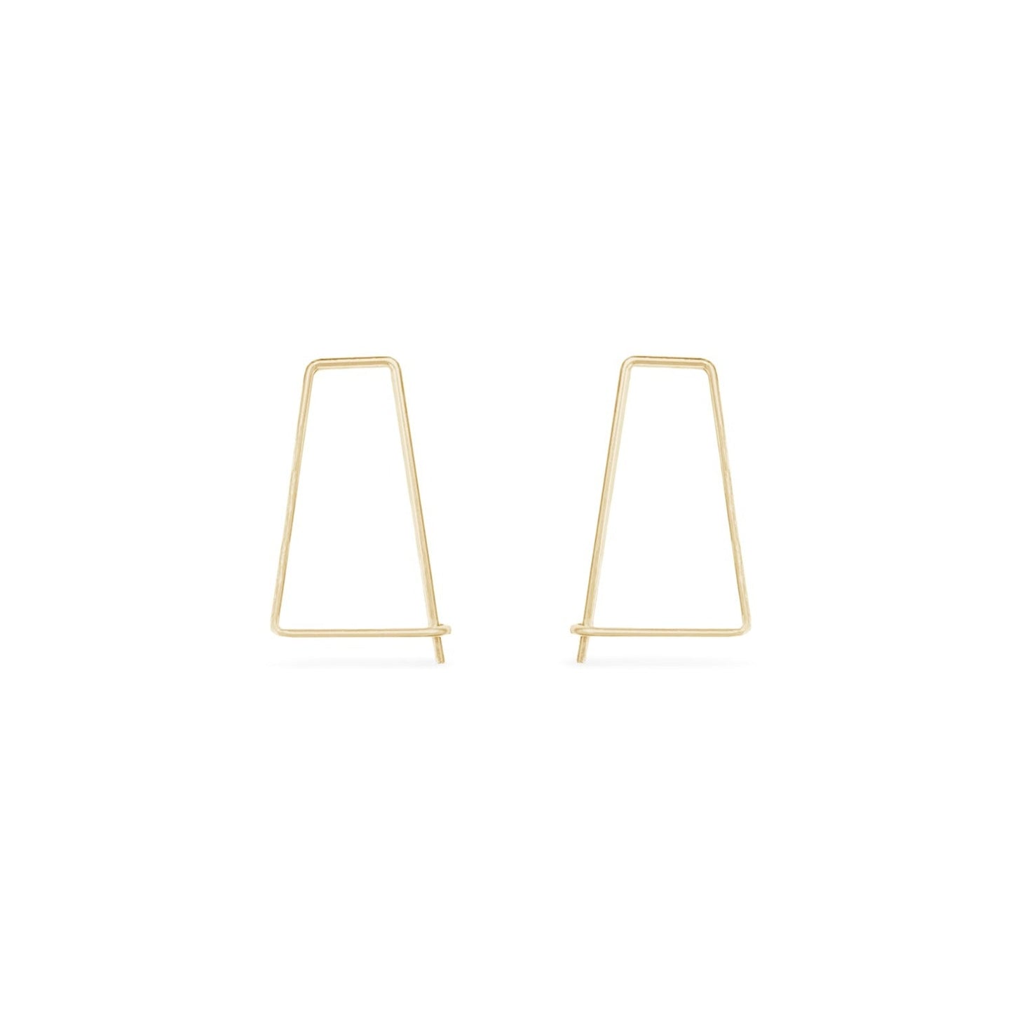 Gold triangle delicate wire hoop earrings