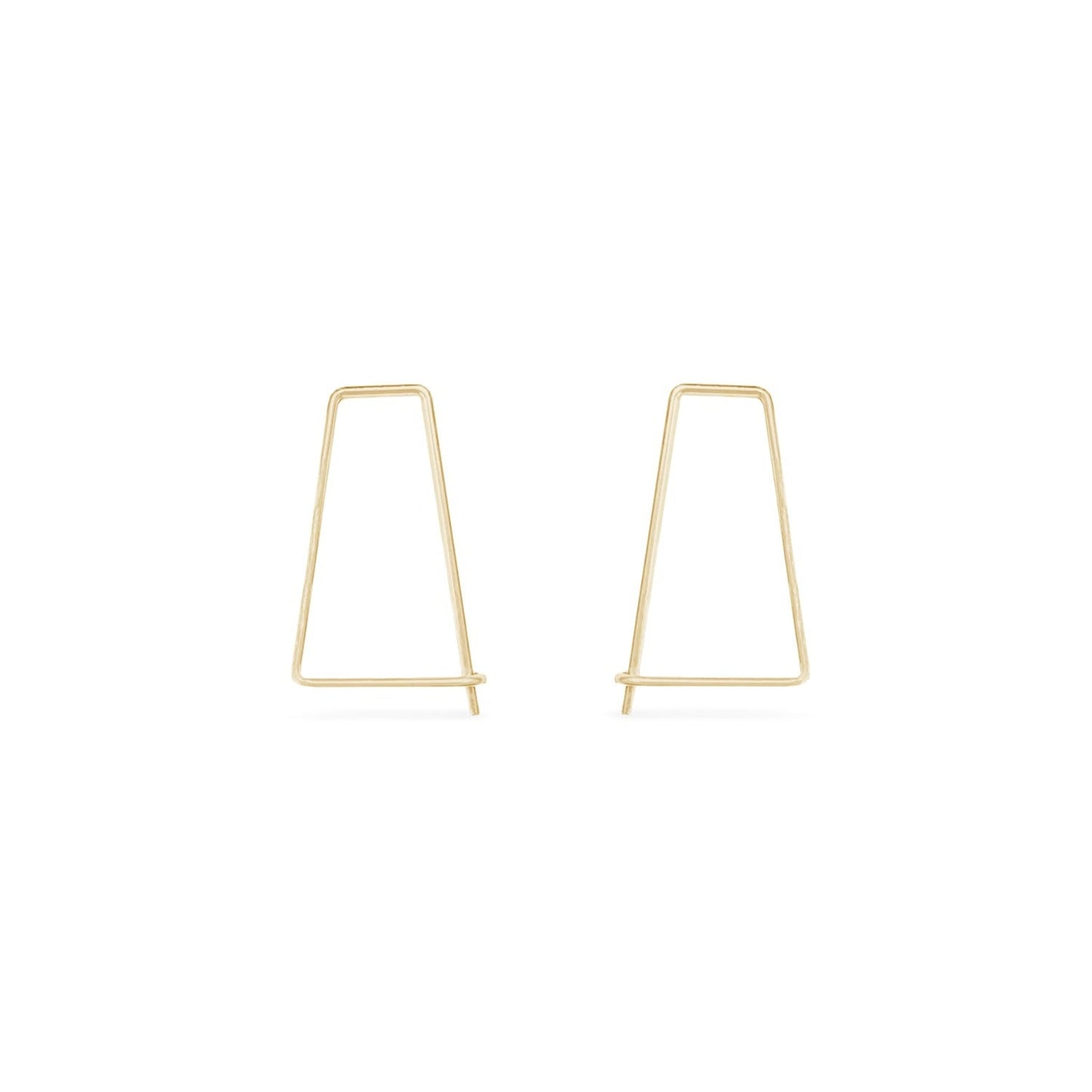 Gold triangle delicate wire hoop earrings