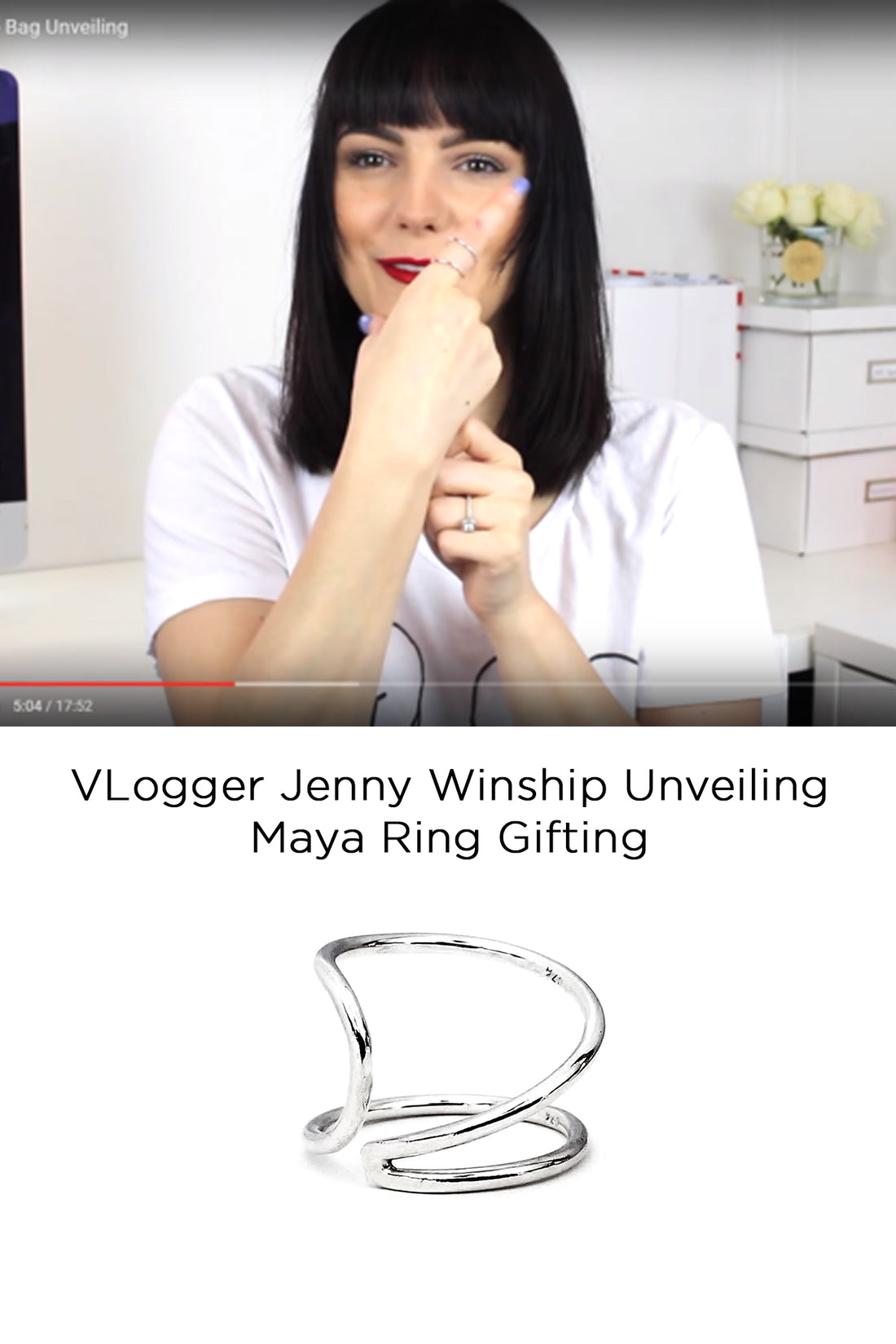 VLogger, Jenny Winship wearing Cindy Liebel Jewelry Maya Ring