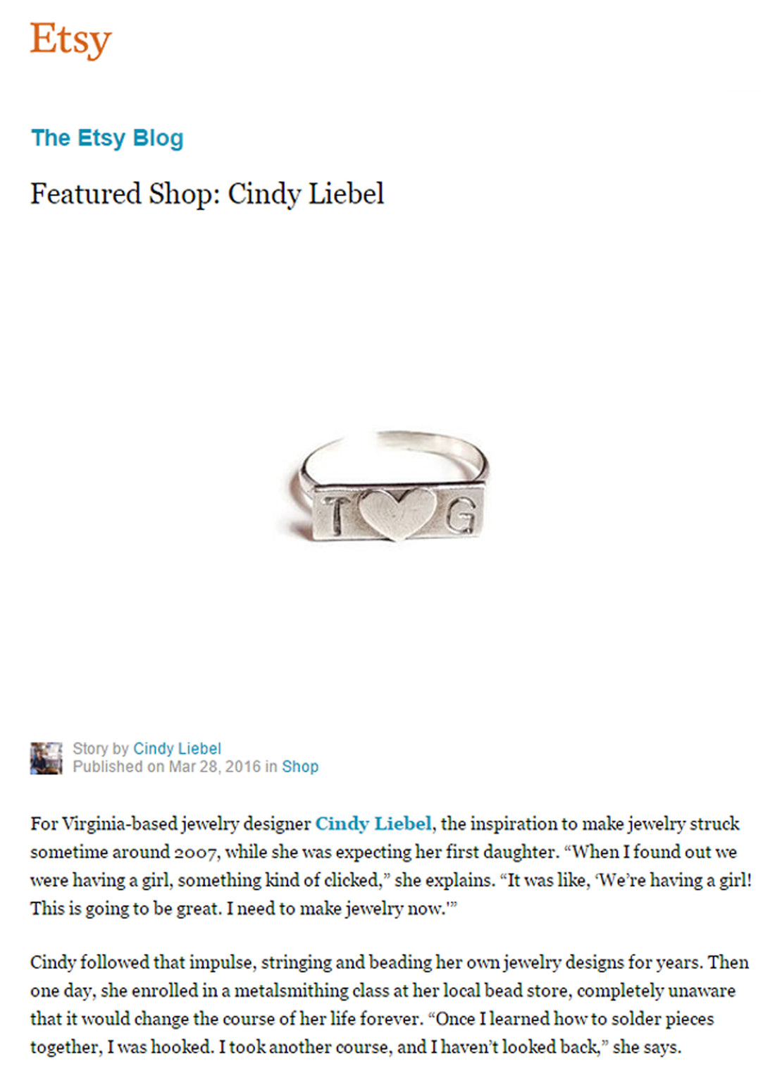 Cindy Liebel Featured Shop on Etsy