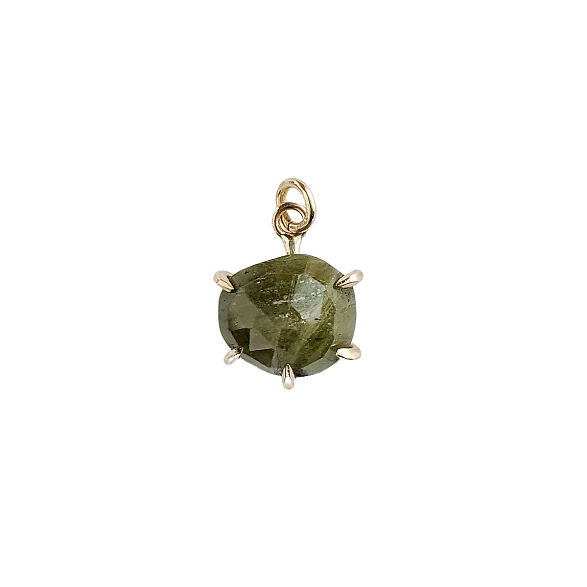 Green sapphire charm in solid 14K gold