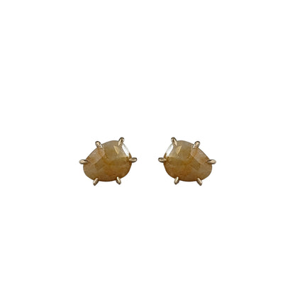 prong set, yellow Rosecut Stud earrings in solid 14K gold