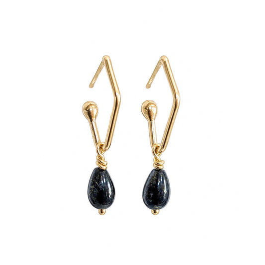 14K Chilean Lapis Drop Earrings