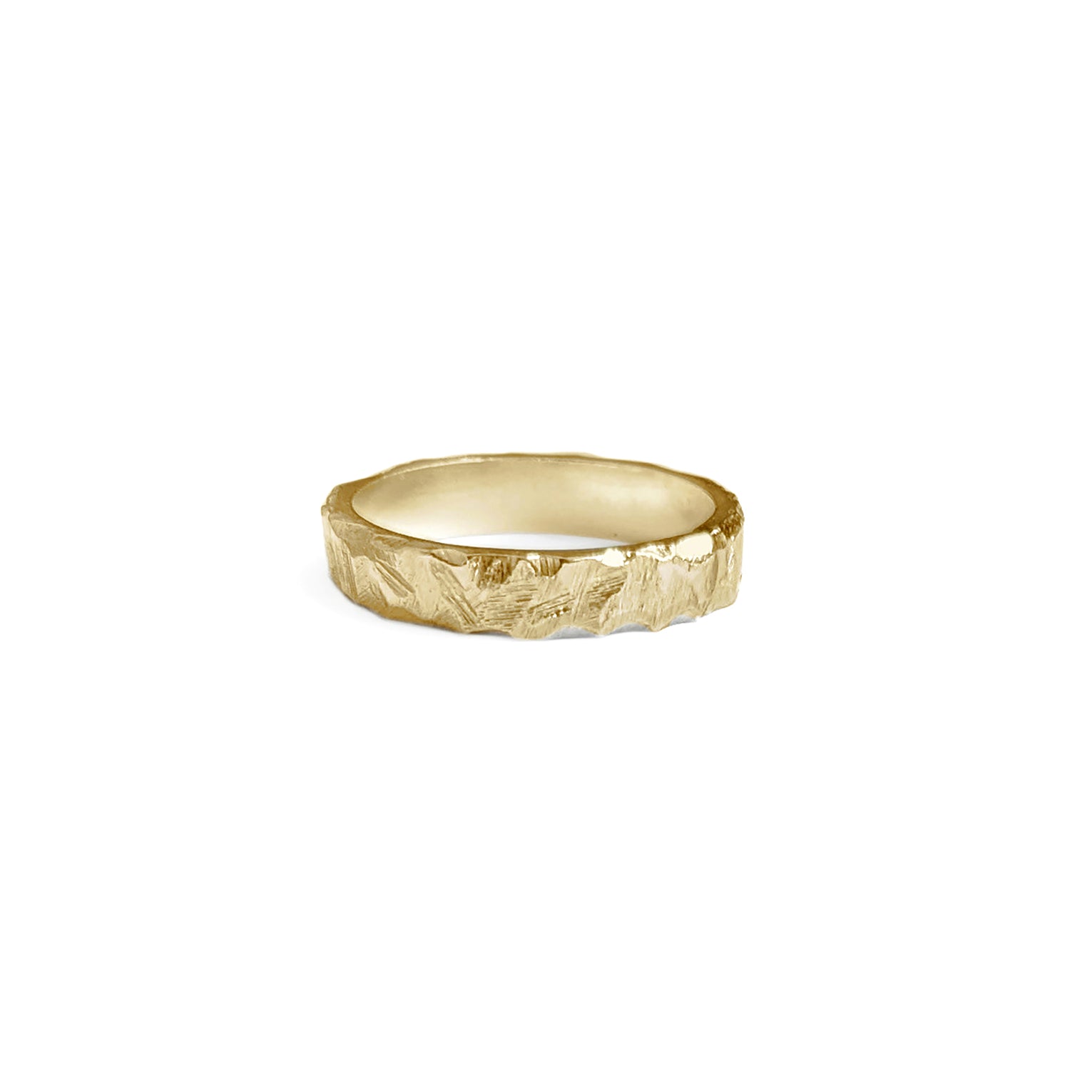 A wide 14K gold textured ring band
