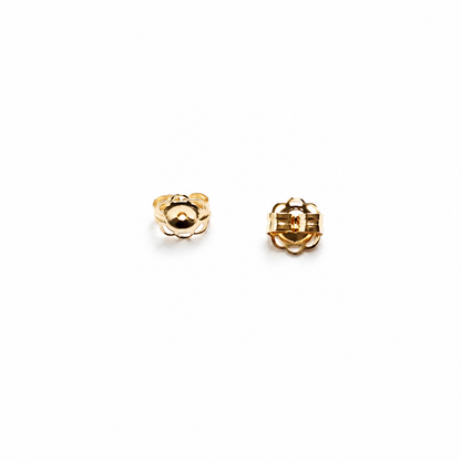 14K gold 5mm earring backs on white background