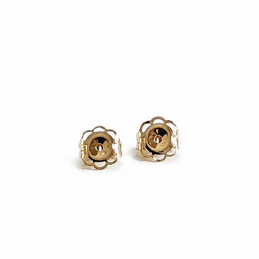 14K gold 5mm earring backs on white background