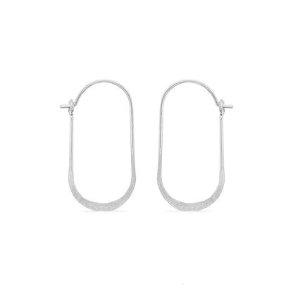 silver oval threader earrings