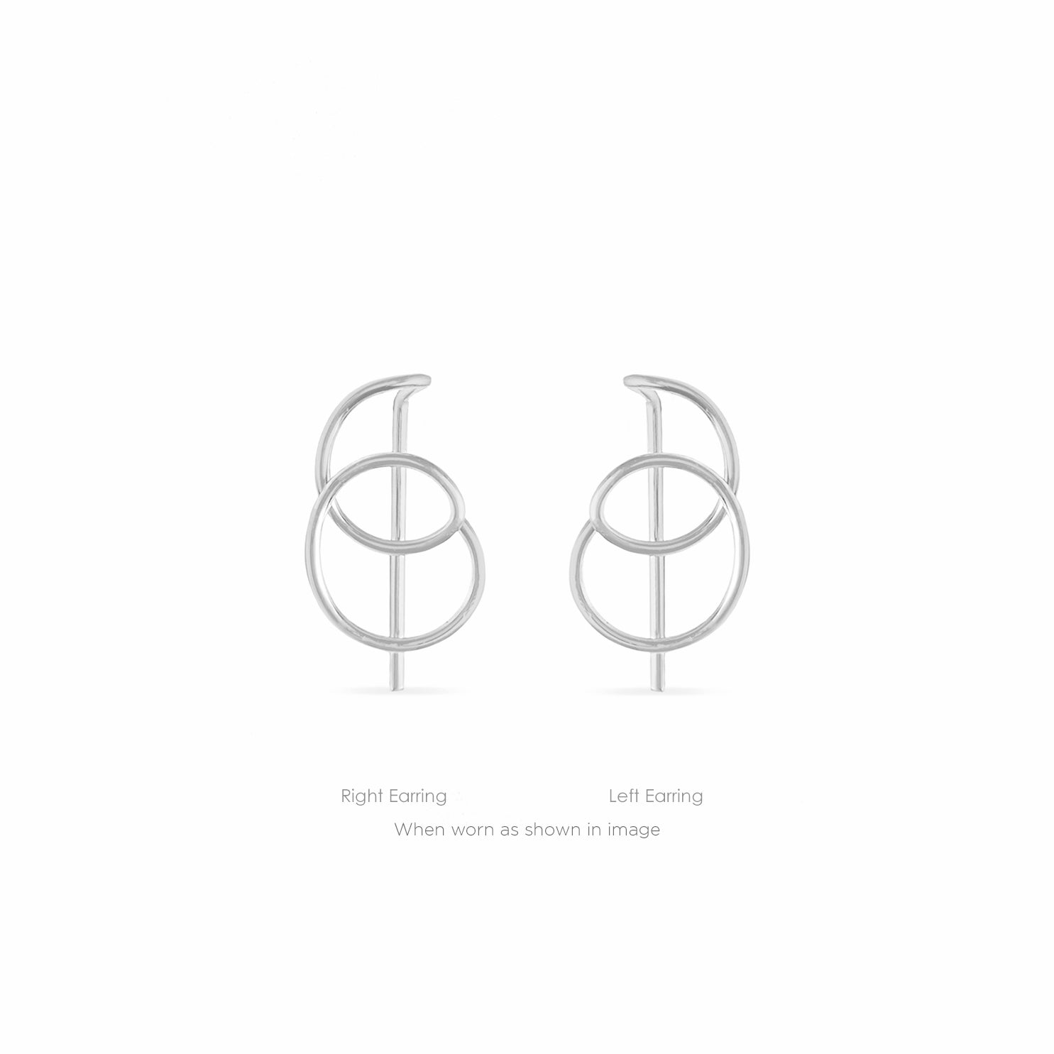 right and left round spiral threader earrings