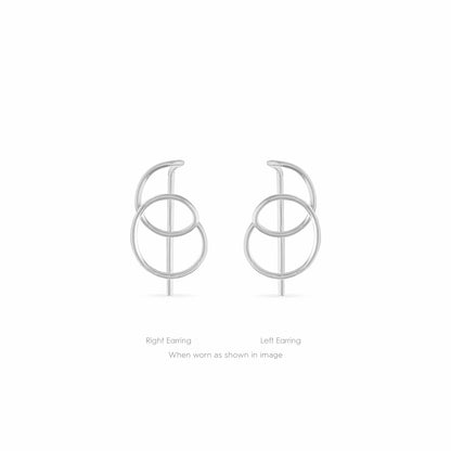 right and left round spiral threader earrings