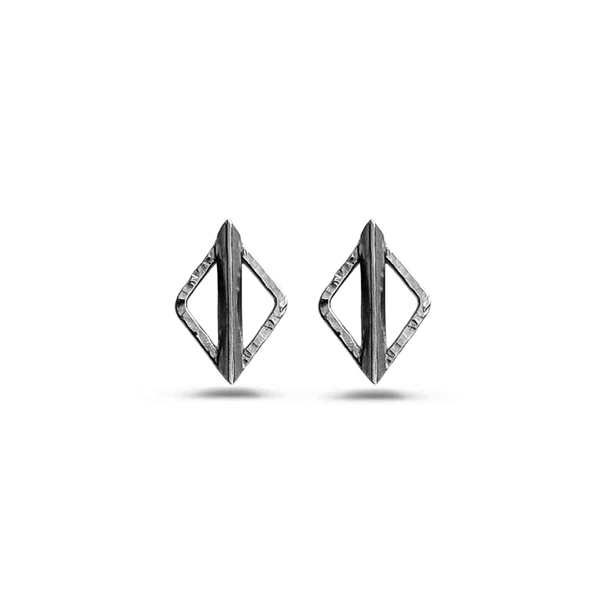 Pair of diamond-shaped earrings on a white background