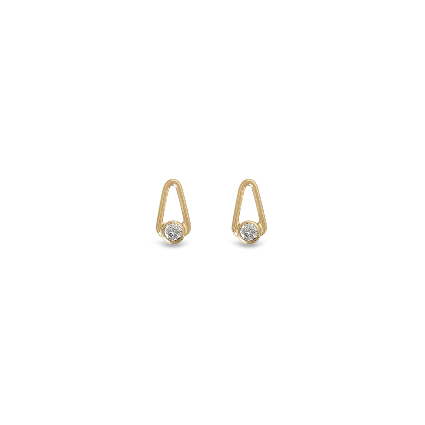 14K gold diamond arch stud earrings