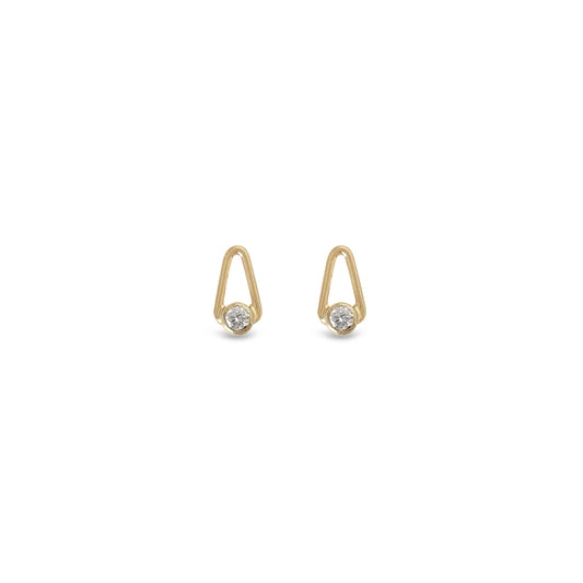 14K gold diamond arch stud earrings