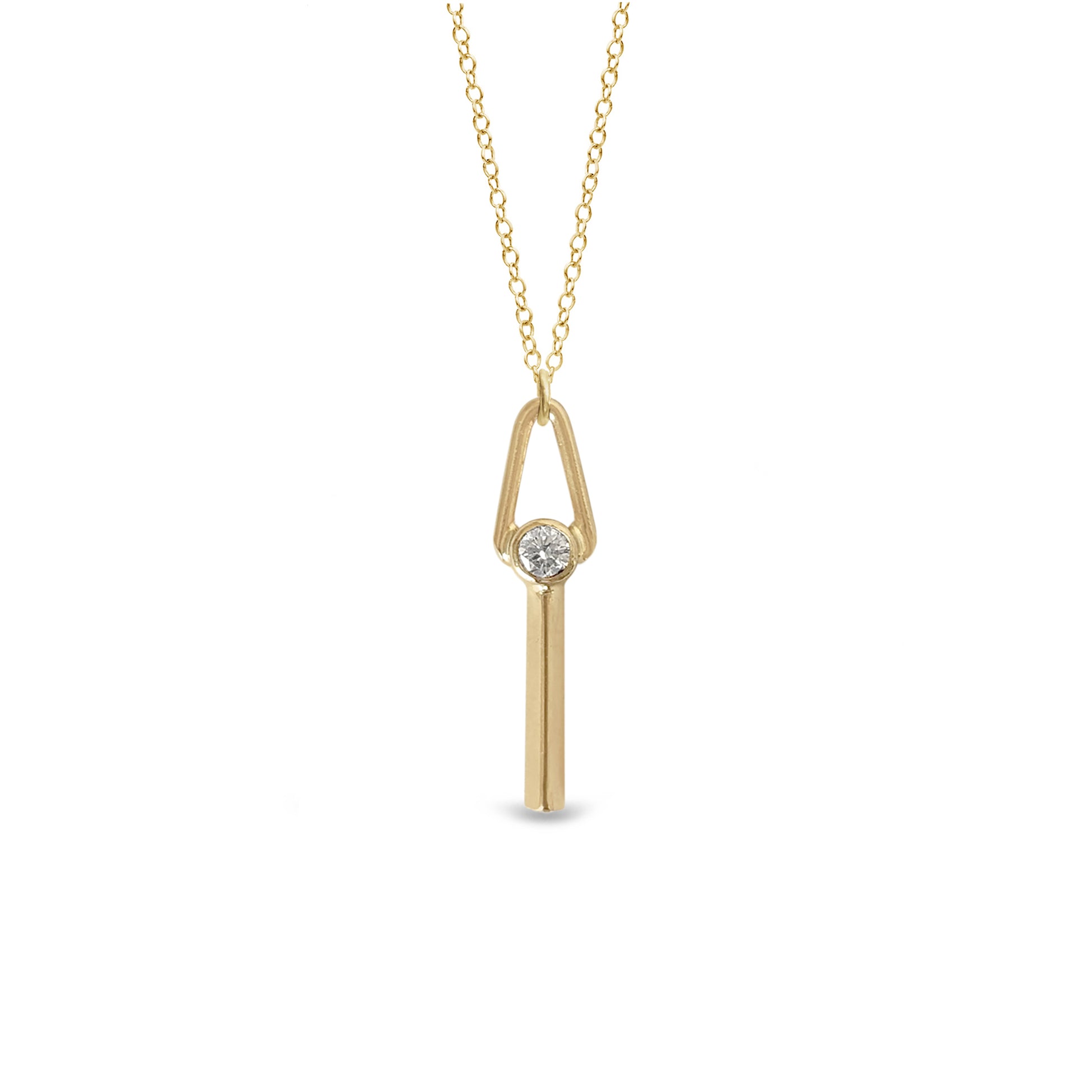 14K gold arch and bar diamond necklace