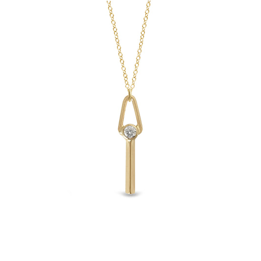 14K gold arch and bar diamond necklace