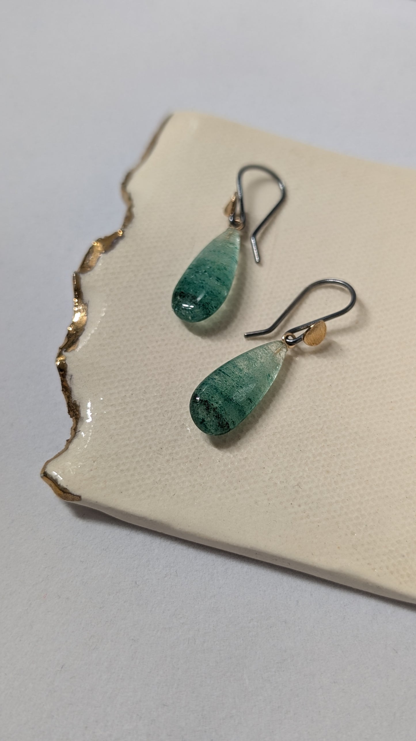 14K Gold Aventurine Drop Earrings