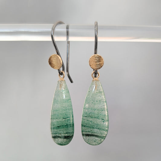14K Gold Aventurine Drop Earrings