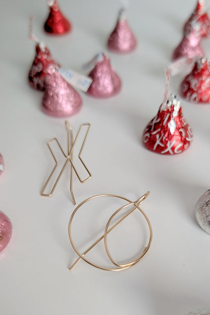 Hugs and Kisses XO threader hoop earrings