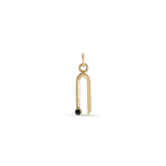 14K yellow gold arch charm with black diamond