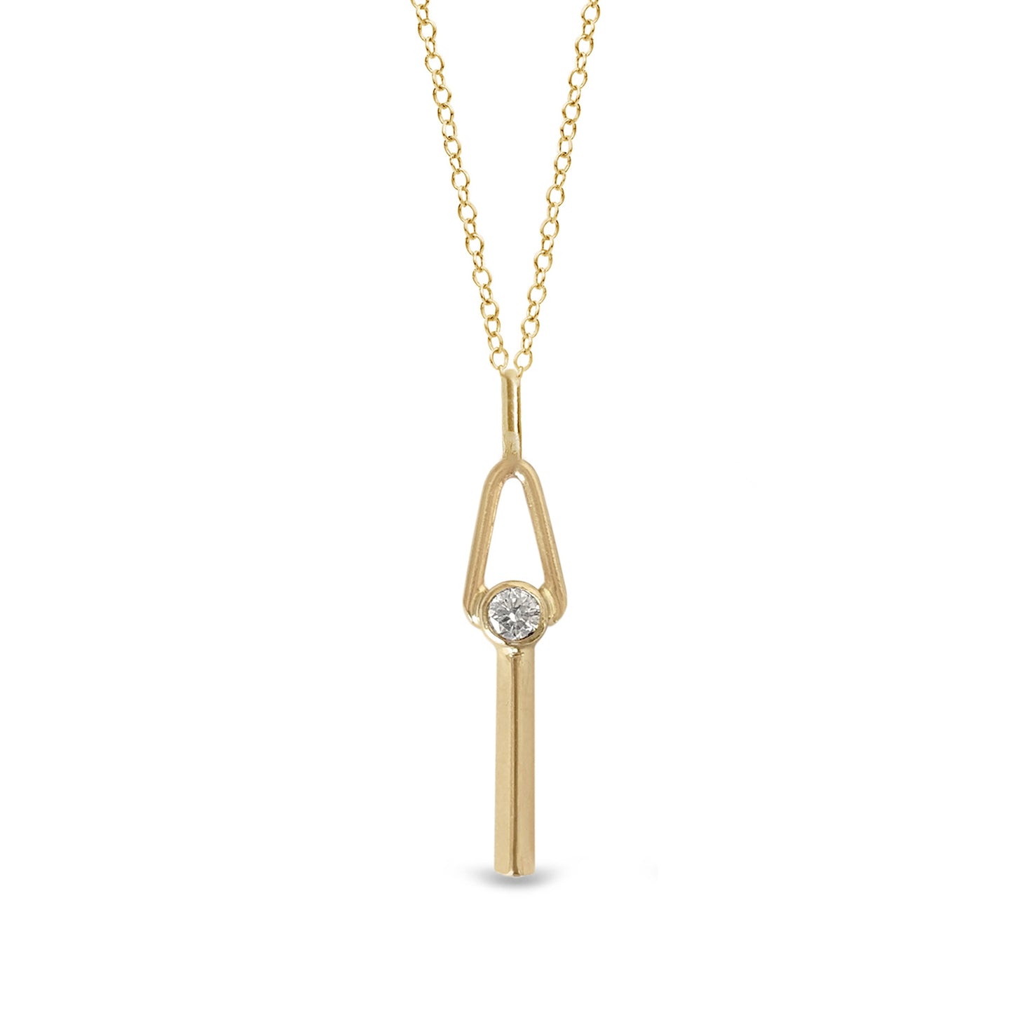 14K gold arch and bar diamond necklace