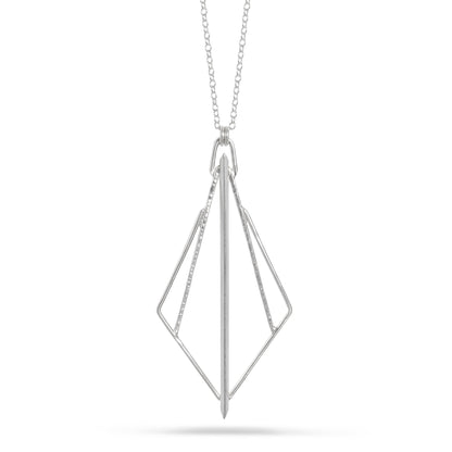 sterling silver Art deco statement pendant with black chain necklace