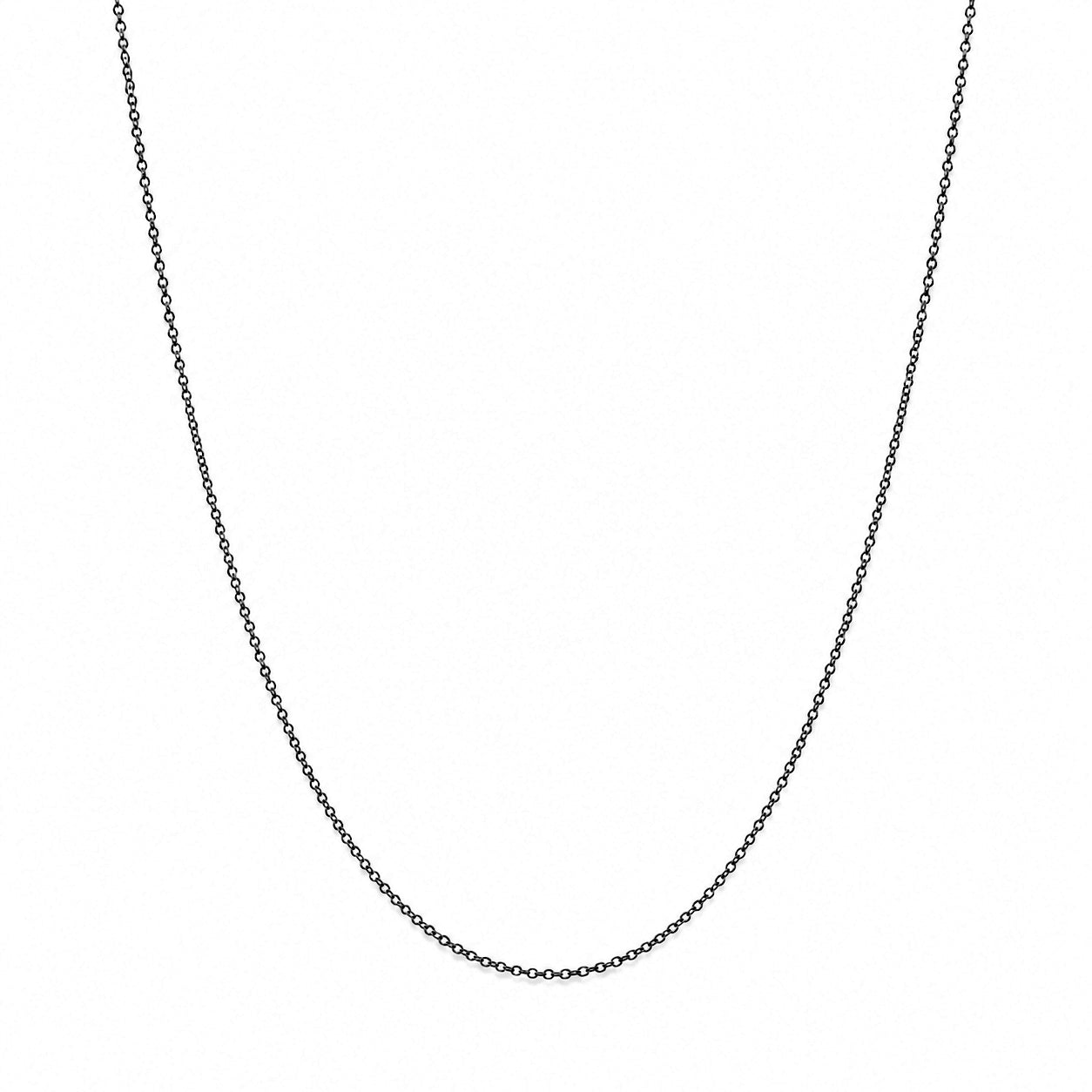 A delicate black metal chain necklace shown against a plain white background.