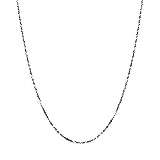 A delicate black metal chain necklace shown against a plain white background.