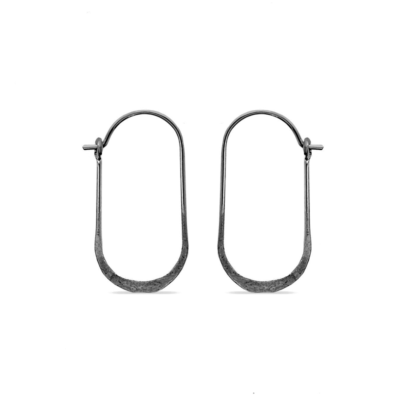 black oval wire hoop earrings