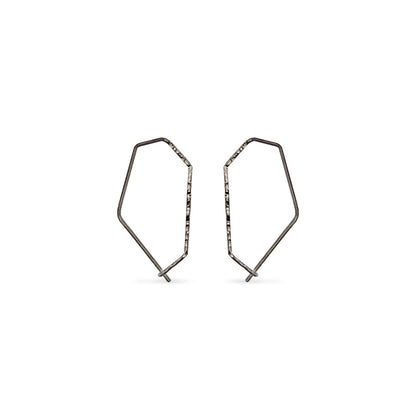 black dainty hexagon wire hoop earrings