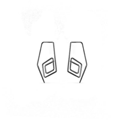 black spiral diamond hoop earrings