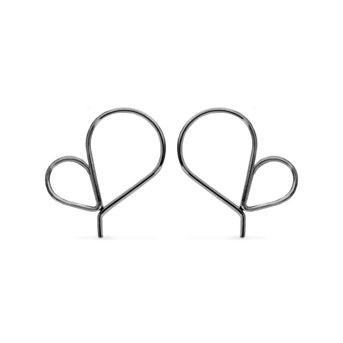 black asymmetrical heart wire hoops
