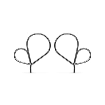 black asymmetrical heart wire hoops