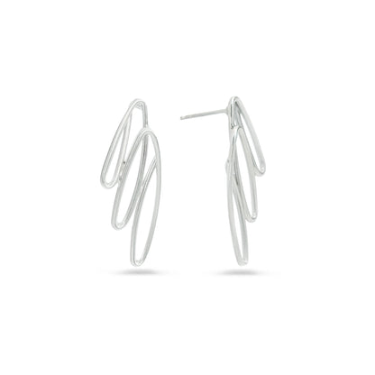 Sterling silver wing post earrings on a white background