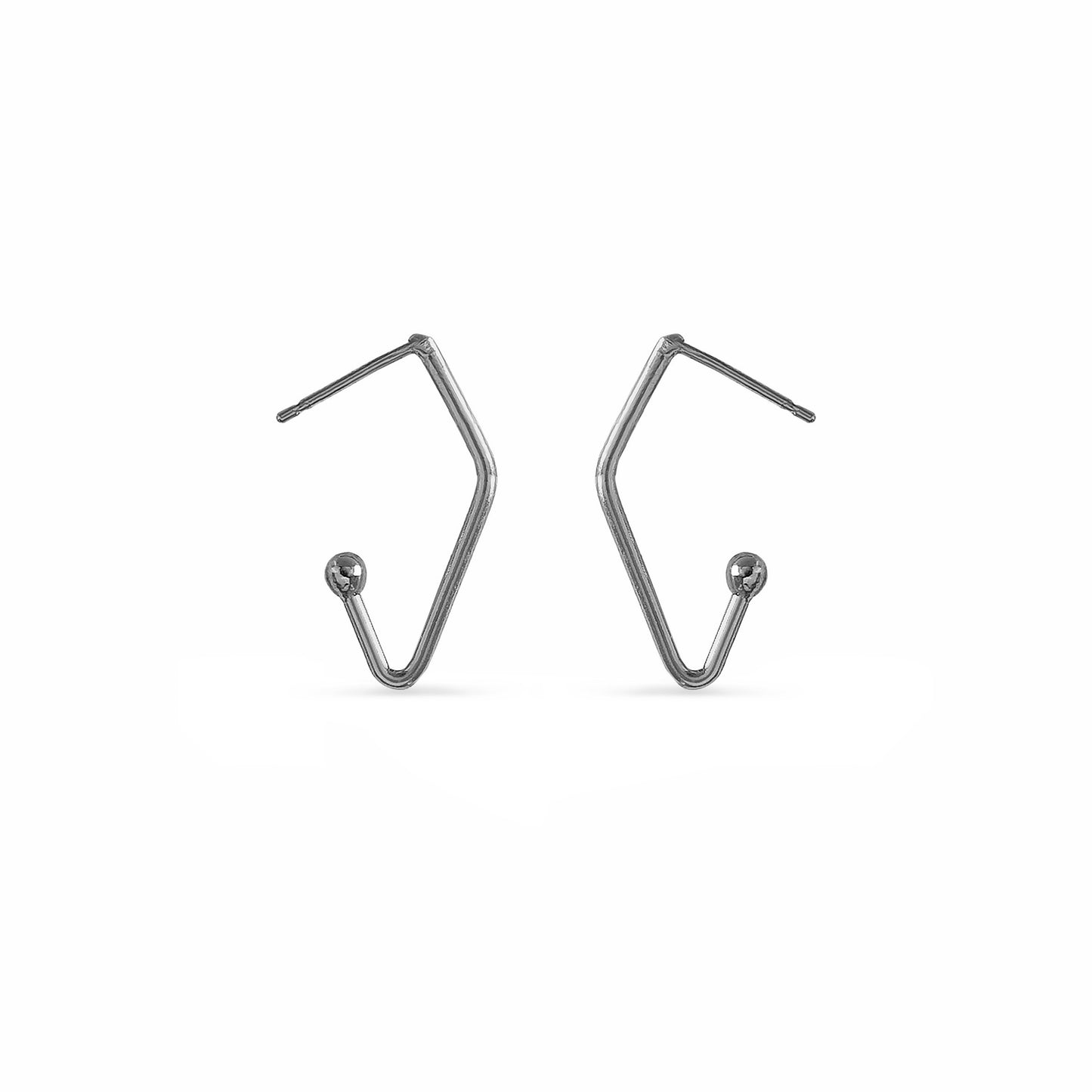 black v-shape charm hoop earrings