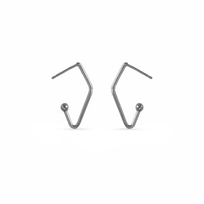 black v-shape charm hoop earrings