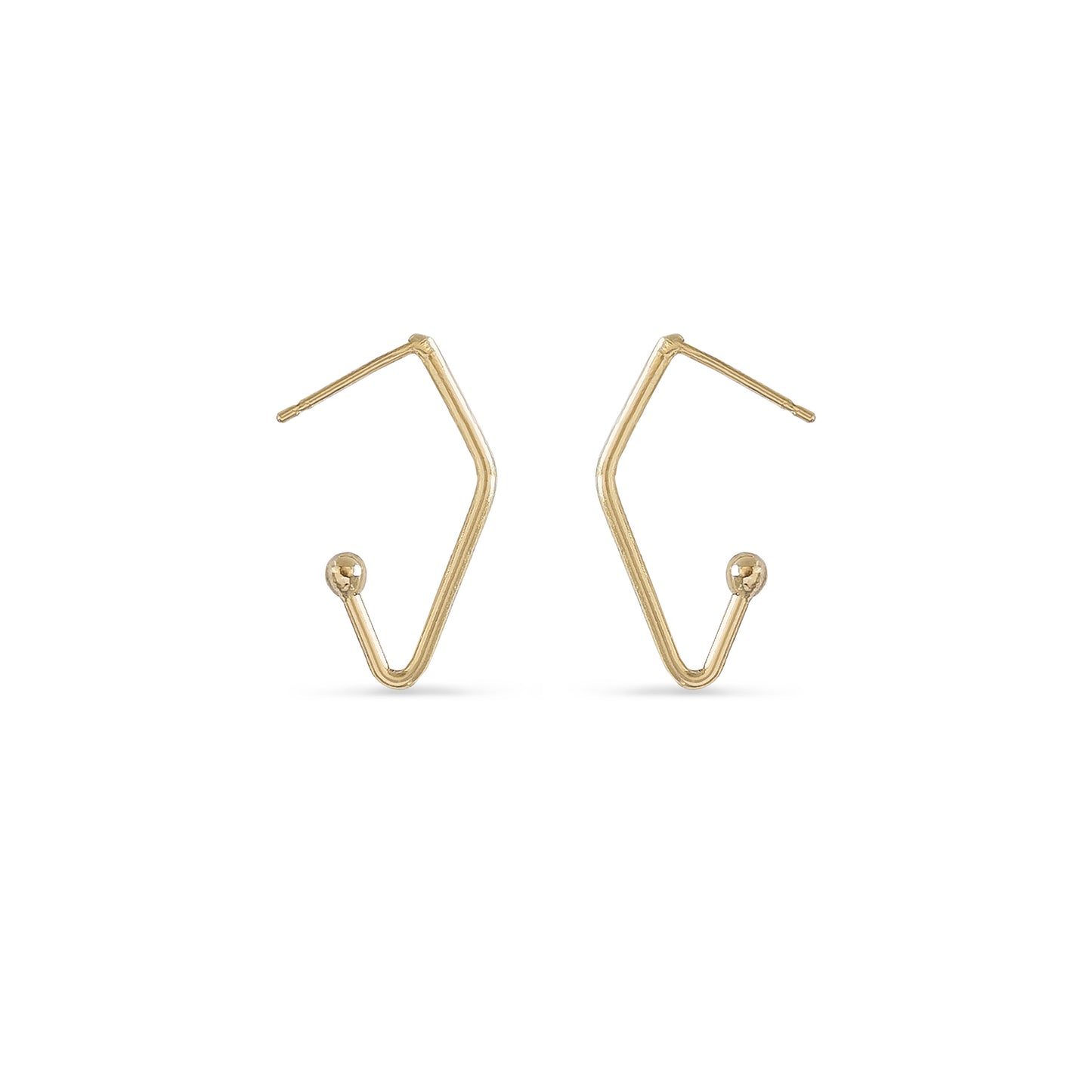 V-shaped charm hoop earrings in 14K gold