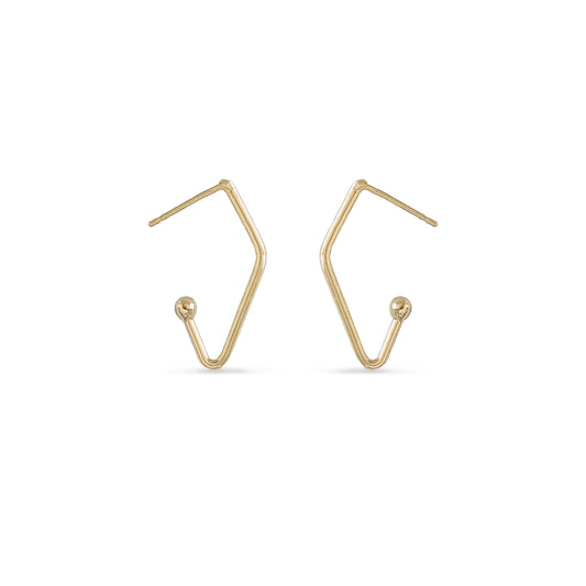 V-shaped charm hoop earrings in 14K gold