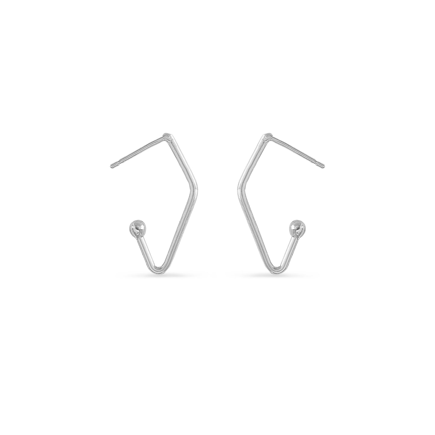 silver V-shaped charm hoop earrings