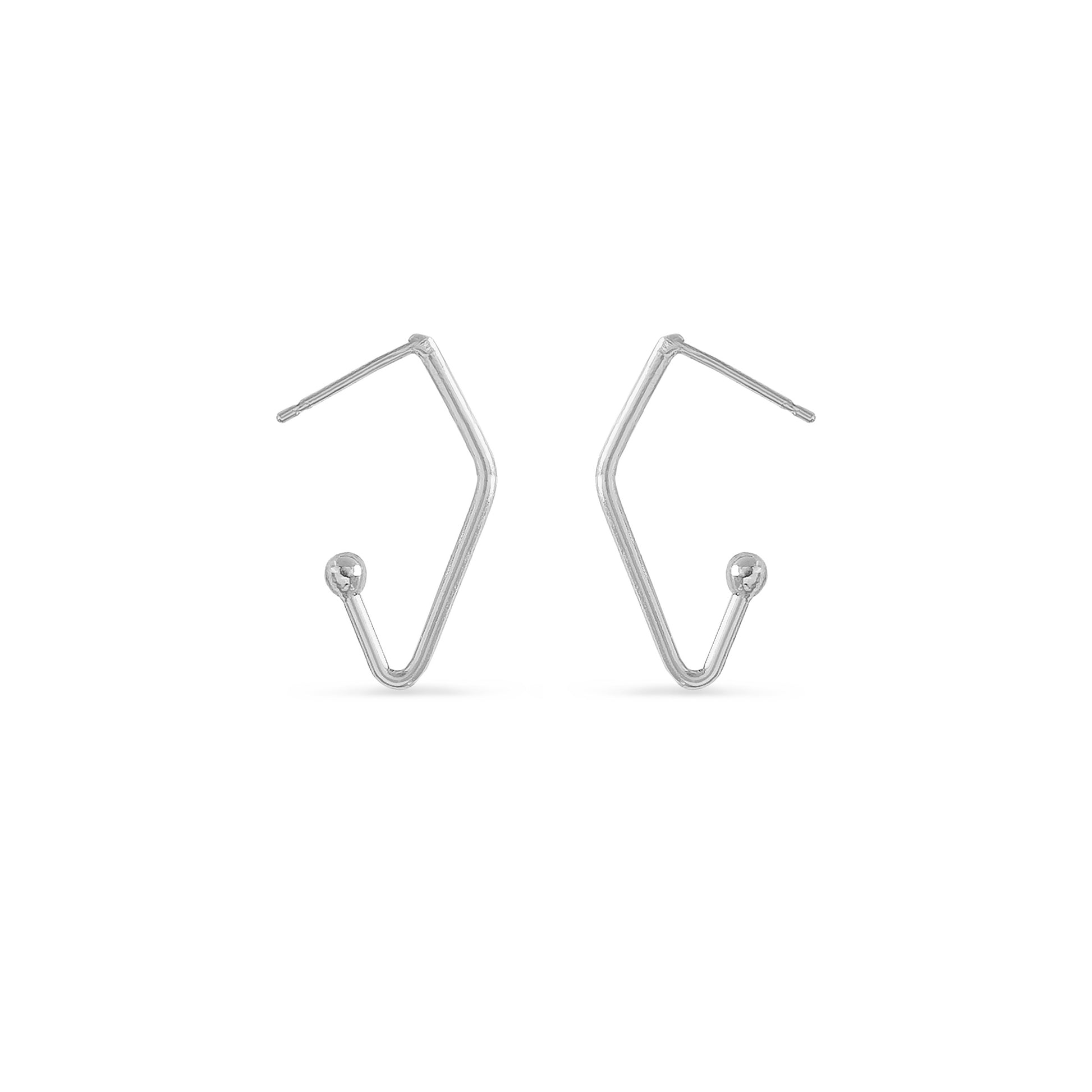 silver V-shaped charm hoop earrings