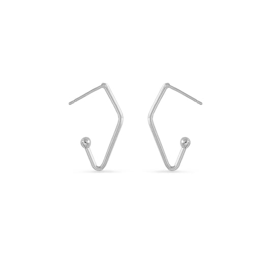 silver V-shaped charm hoop earrings