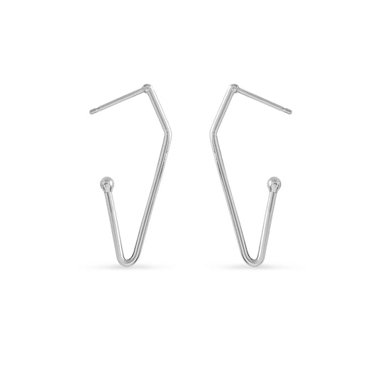 large silver V-shape charm earrings