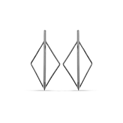 large black rhombus halo and bar post earrings